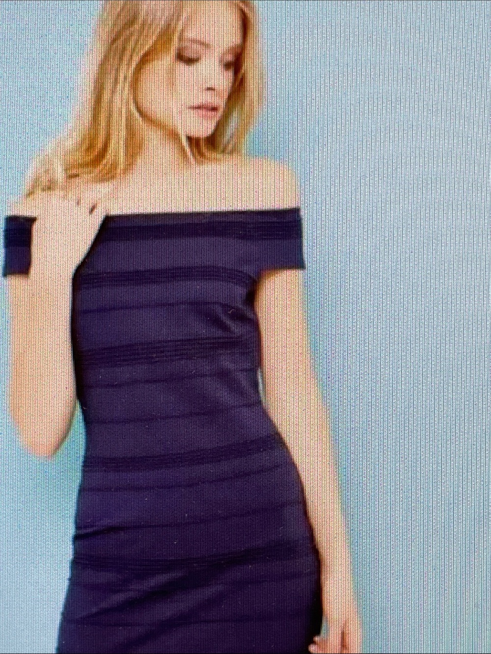 Ted Baker Inan off the shoulder navy bodycon dress Baker size 2 = US 4